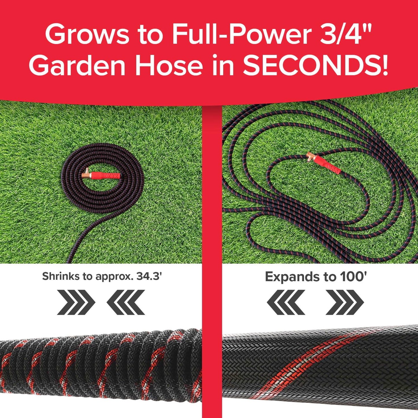 Pocket Hose Ballistic 100 FT Expandable Garden Hose, No-Kink, As Seen on TV