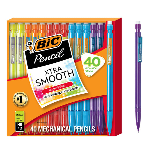 BIC Xtra Smooth Bright Edition Mechanical Pencils, 0.7 mm Medium Point,