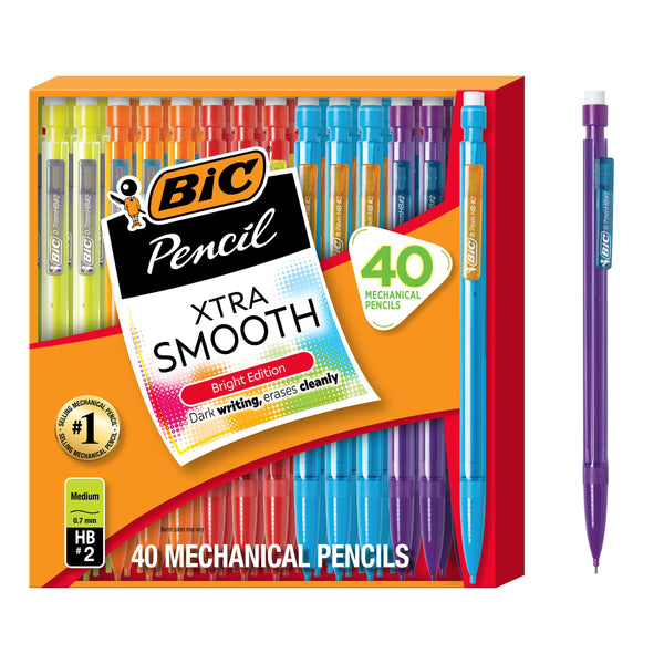 BIC Xtra Smooth Bright Edition Mechanical Pencils, 0.7 mm Medium Point,
