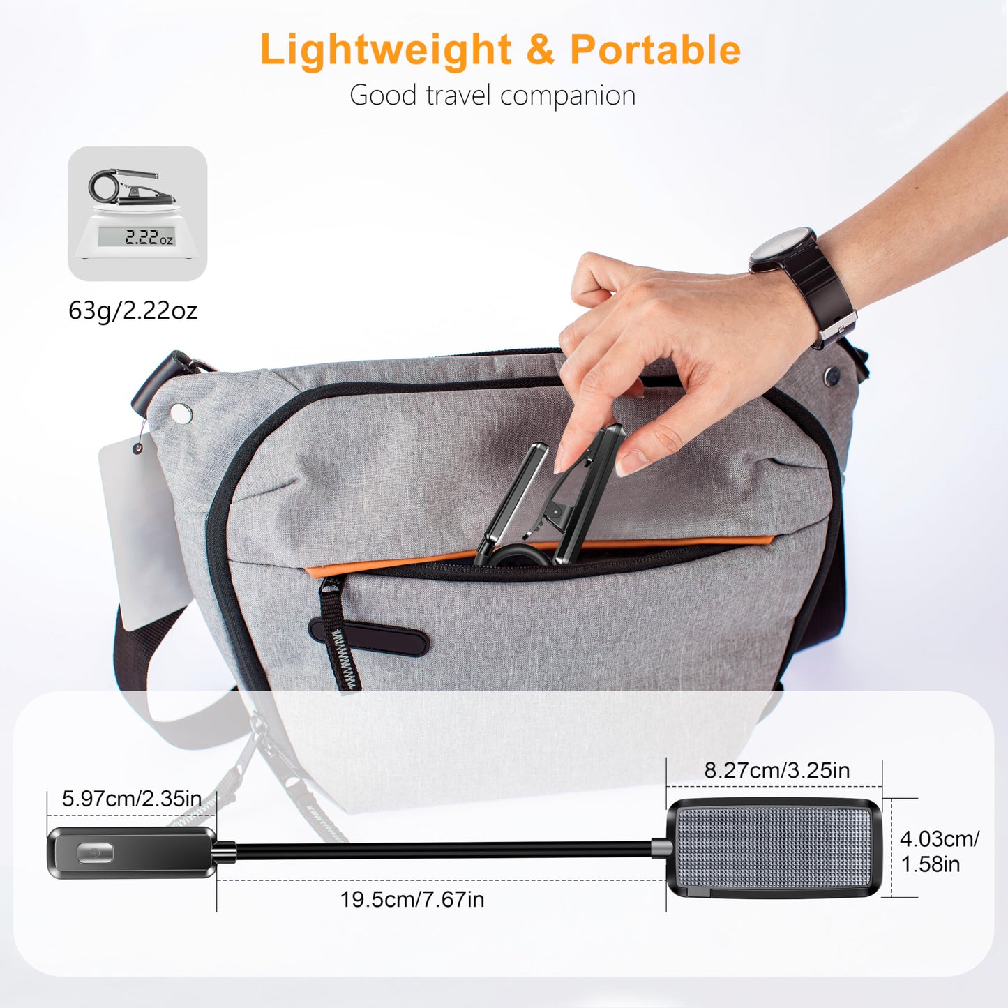 Gritin 9 LED Rechargeable Book Light for Reading in Bed - Eye Caring 3 Color Temperatures,Stepless Dimming Brightness,80 Hrs Runtime Small Lightweight Clip On Book Reading Light for Studying