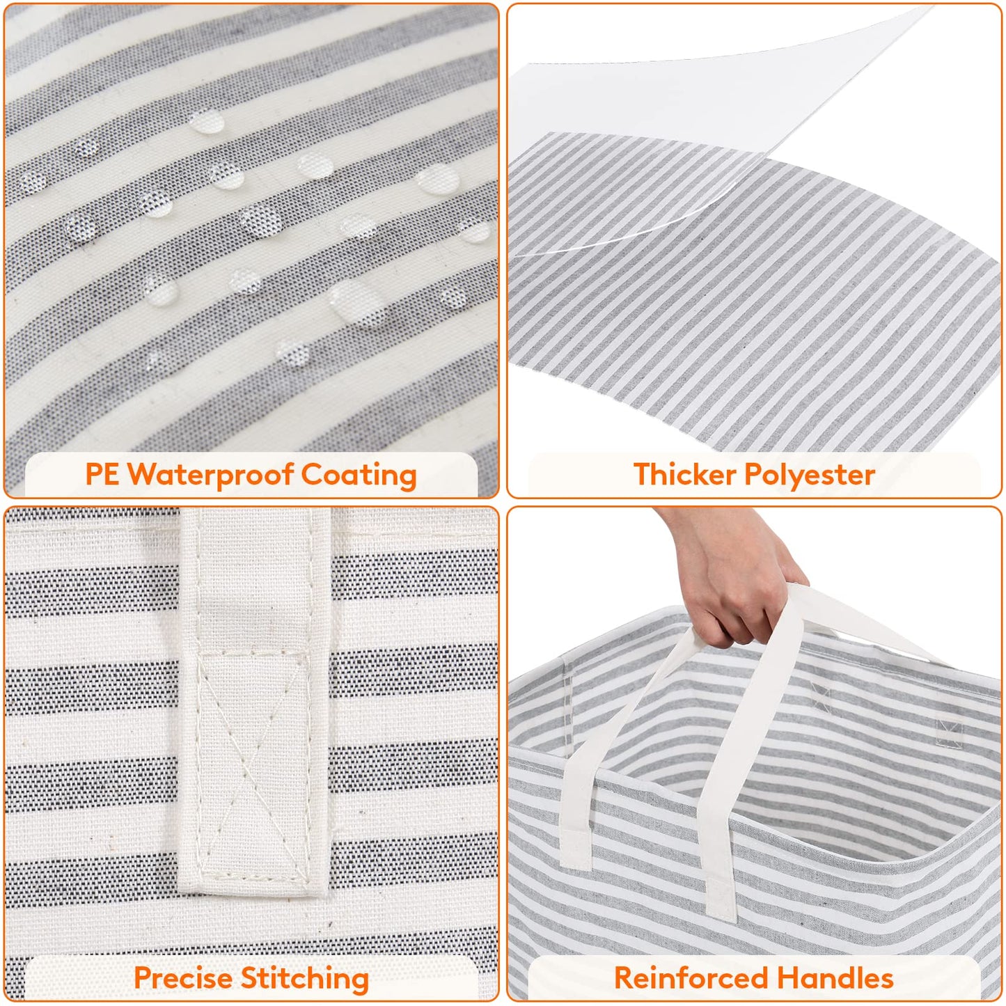 Lifewit 2 Pack Laundry Hamper Large Collapsible Laundry Baskets, Freestanding Waterproof Clothes Hamper with Easy Carry Handles in Laundry Room Bedroom Bathroom College Dorm, Grey, 2 x 80L