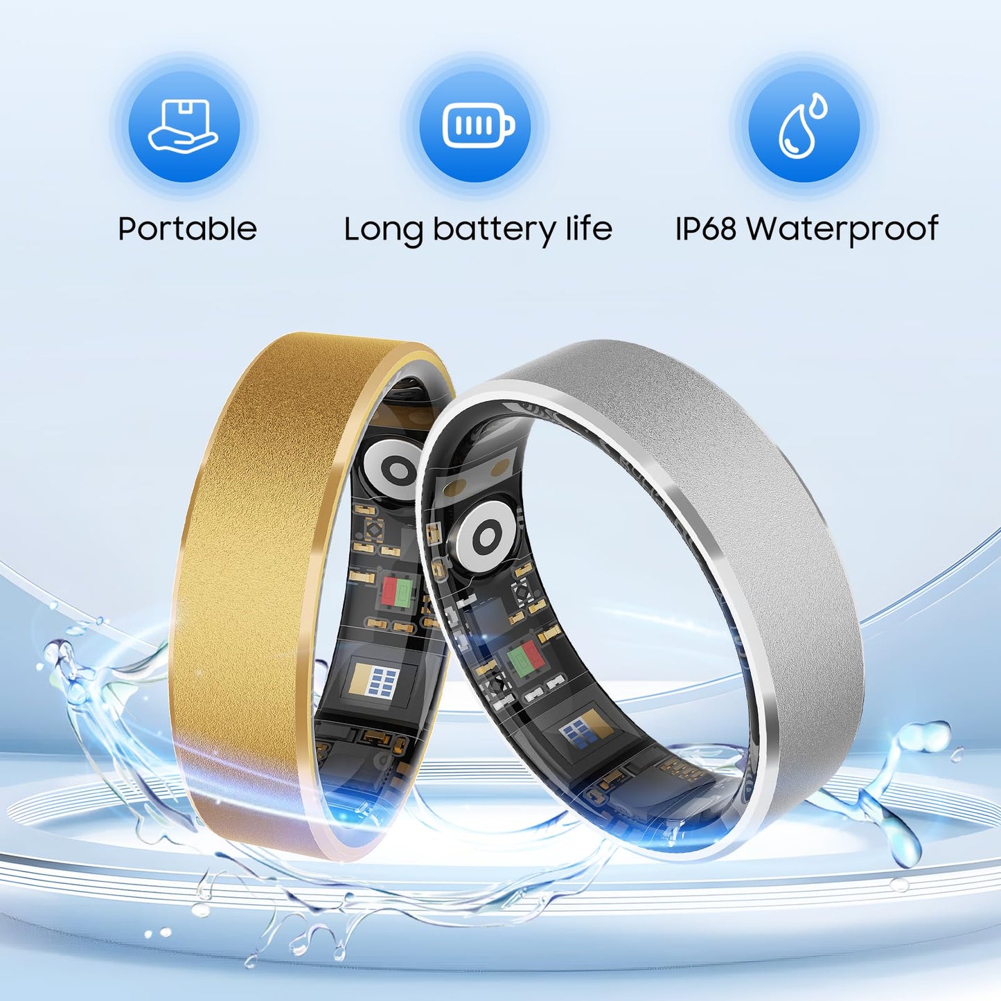 prxxhri 2026 Smart Ring New Health Tracker, IP68 Waterproof, iOS/Android Compatible