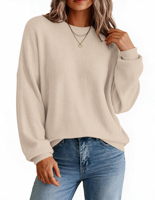 Zeagoo Womens Fall Clothes Oversized Crew Neck Sweater Long Sleeve Shirts