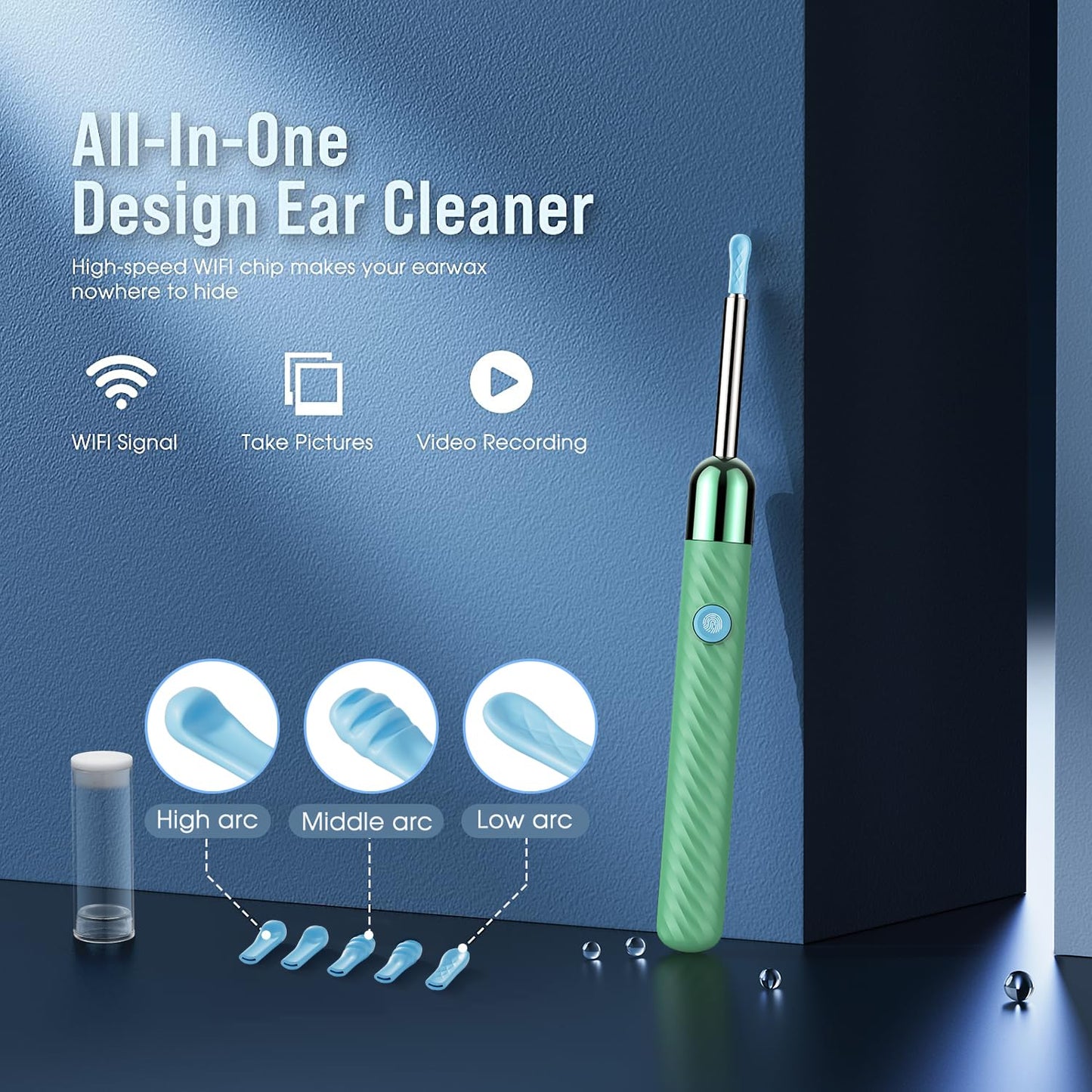 LEIPUT Earwax Remover Tool with 8 Pcs Ear Set - Ear Canal Cleaner with 1080P Camera