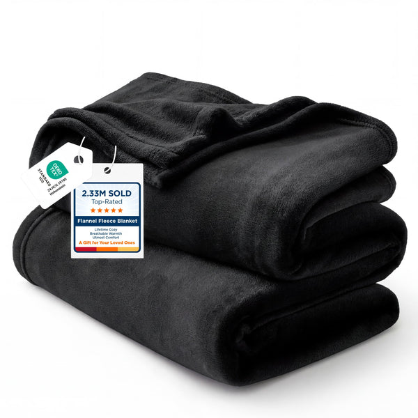 Bedsure GentleSoft Fleece Throw Blanket for Couch Black -