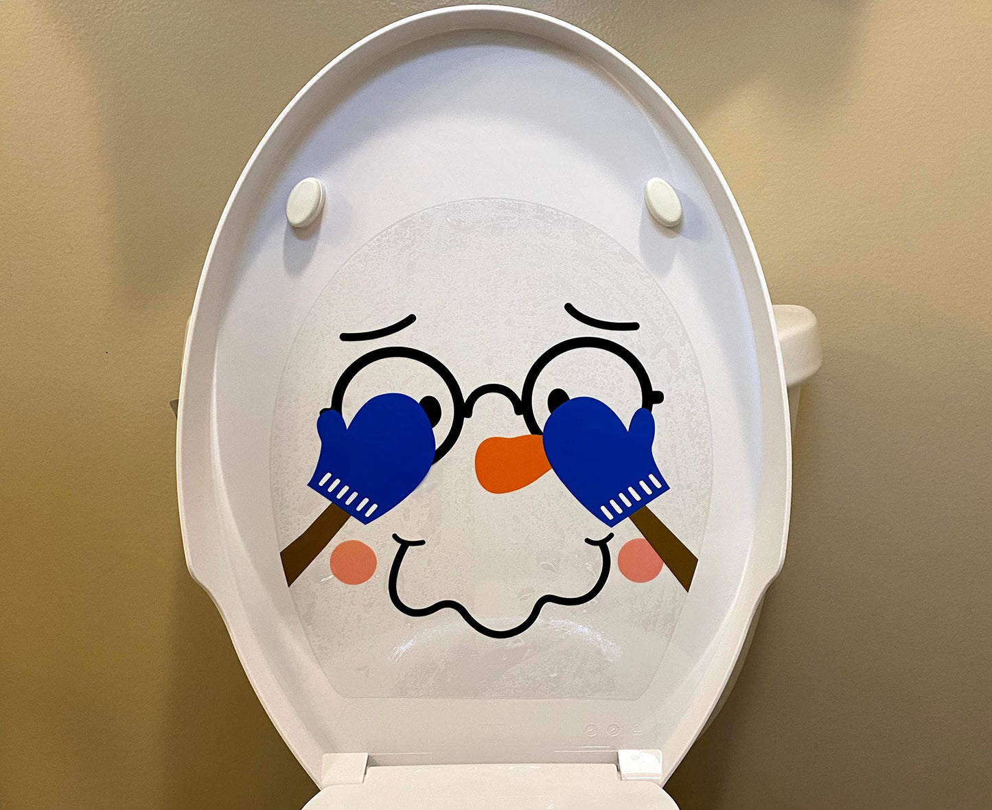 Iconikal 2-Piece Toilet Seat Cling Christmas Decoration Set, Funny Snowman