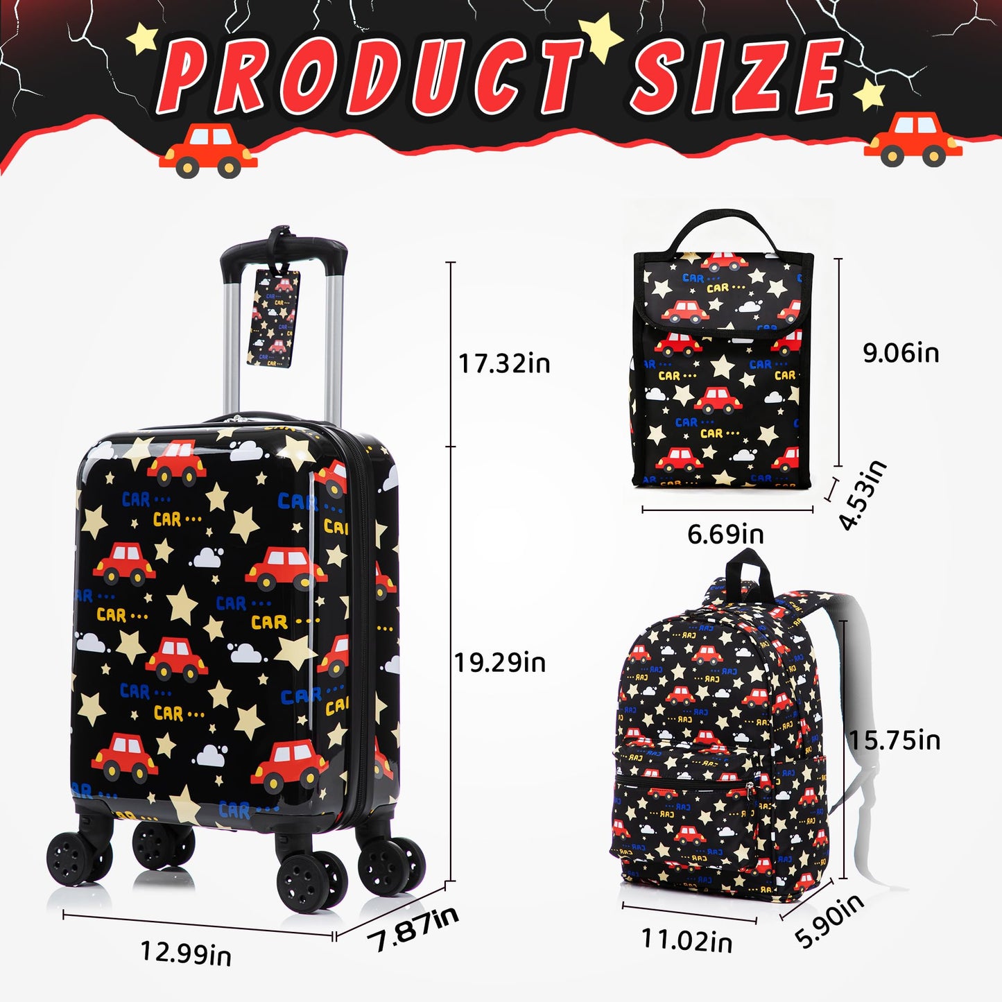 16’’ Kid’s Luggage Set with Spinner Wheels, Hardside with Suitcases,6 Piece