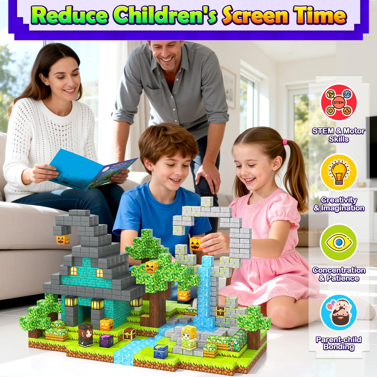 Magnetic Blocks - 100PCS 0.8" Building Cubes Mine Magnet World Craft Set