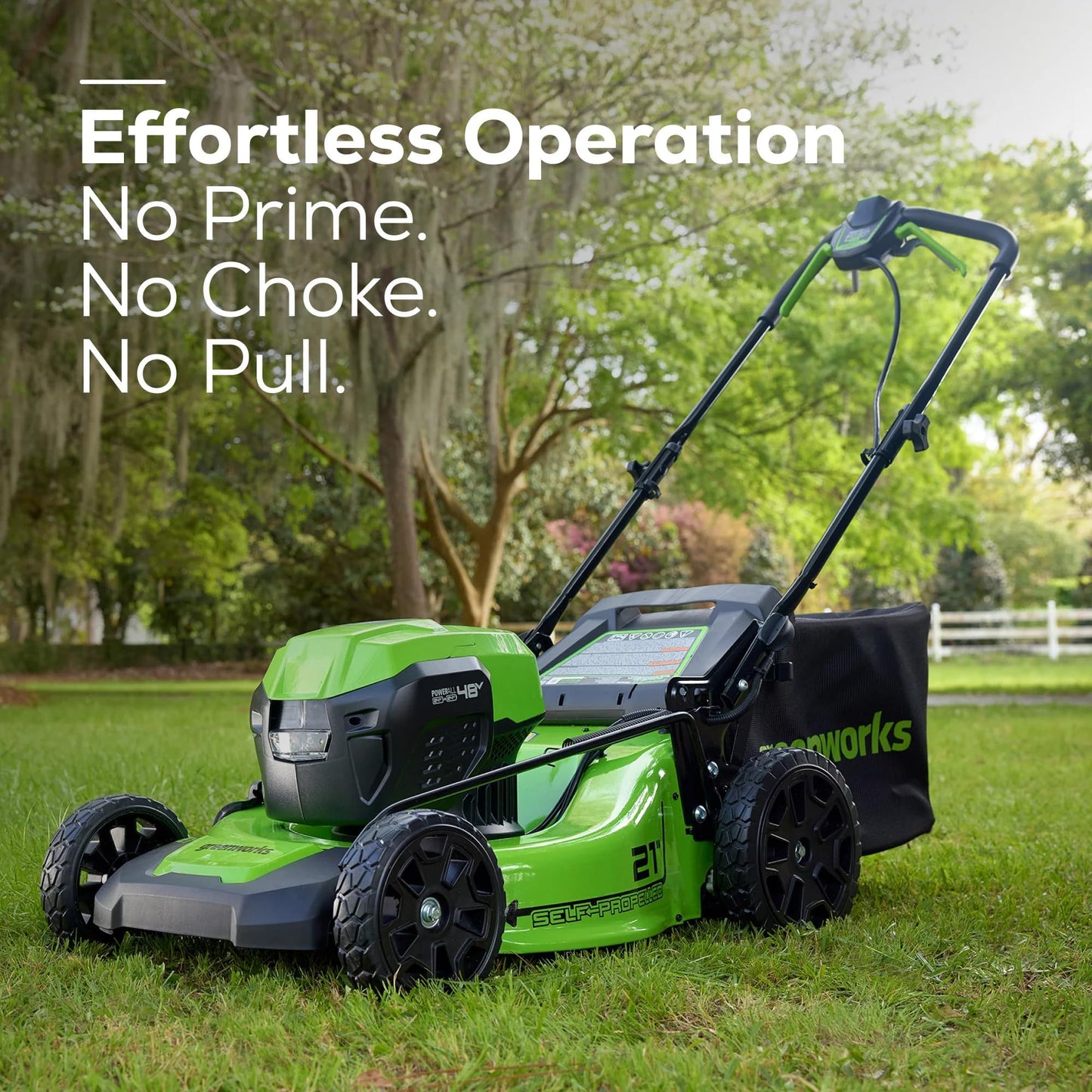 Greenworks 48V (2x24V) High - Performance Cordless Yard Tool Combo: 21" Self - Propelled Lawn Mower, 12" Trimmer & Blower, with 3 Batteries & 2 Chargers