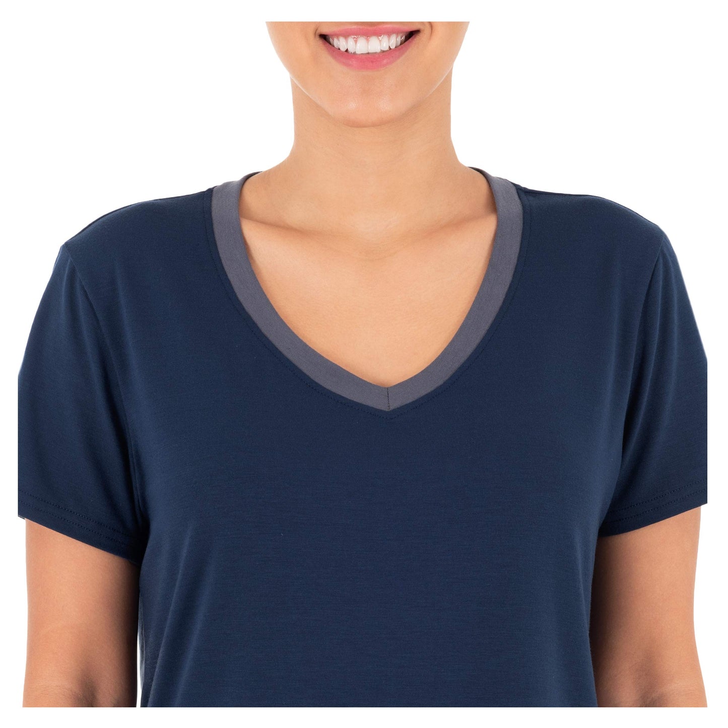 Fruit of the Loom Women's Short Sleeve Tee and Pant 2 Piece Sleep Set, Midnight Blue, Medium