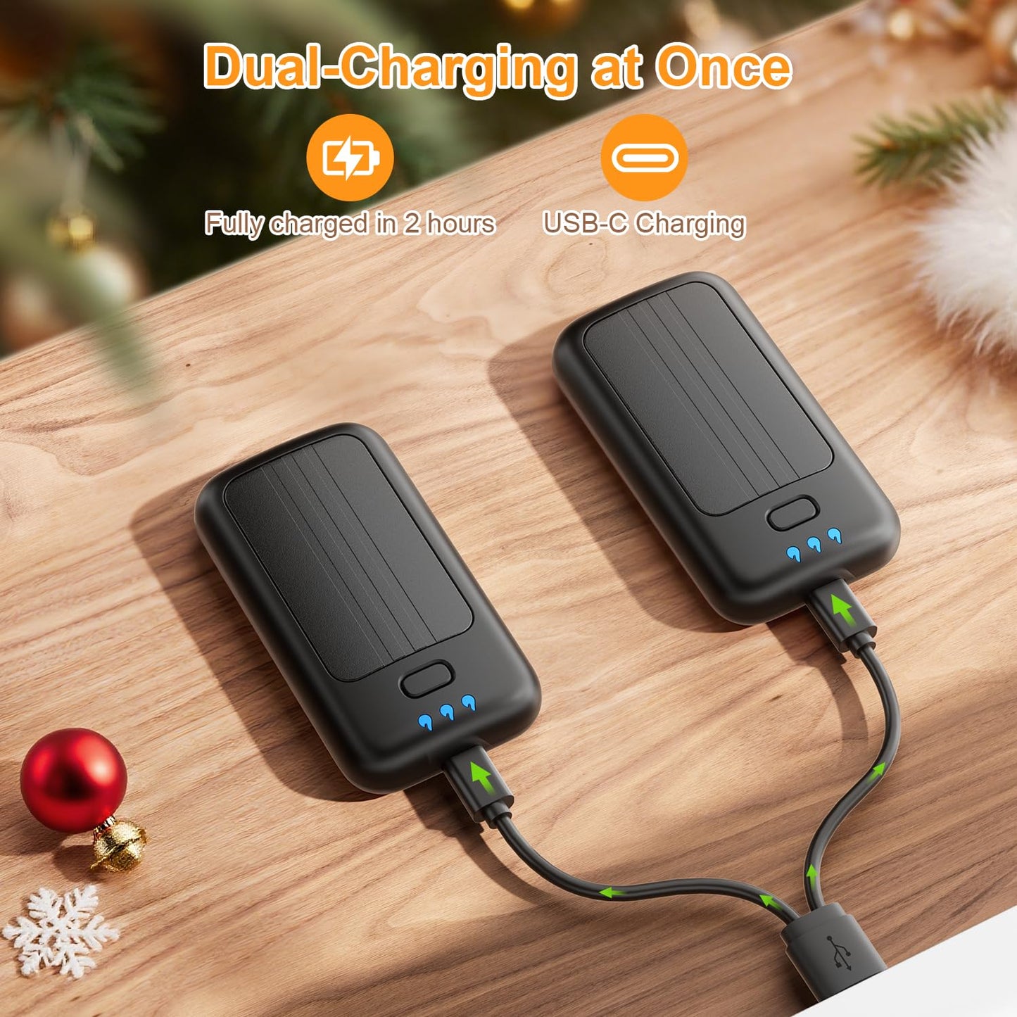 Hand Warmers, 2 Pack Rechargeable Hand Warmer, Pocket Heating Electric Hot Hands Handwarmers, Camping Hunting Gear, Gifts for Women, Men, Christmas, Golf, Portable Outdoor Heater (Black)