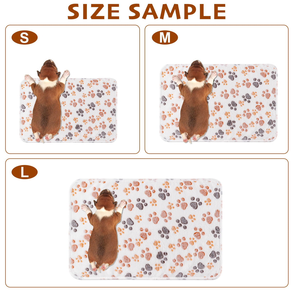 1 Pack 3 Blankets Fluffy Premium Fleece Soft Pet Blanket Flannel Throw for Cat Dog Puppy (Small 23x16'', Paw-White/Pink/Brown)