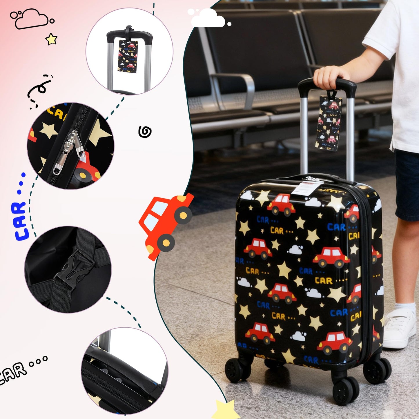 16’’ Kid’s Luggage Set with Spinner Wheels, Hardside with Suitcases,6 Piece
