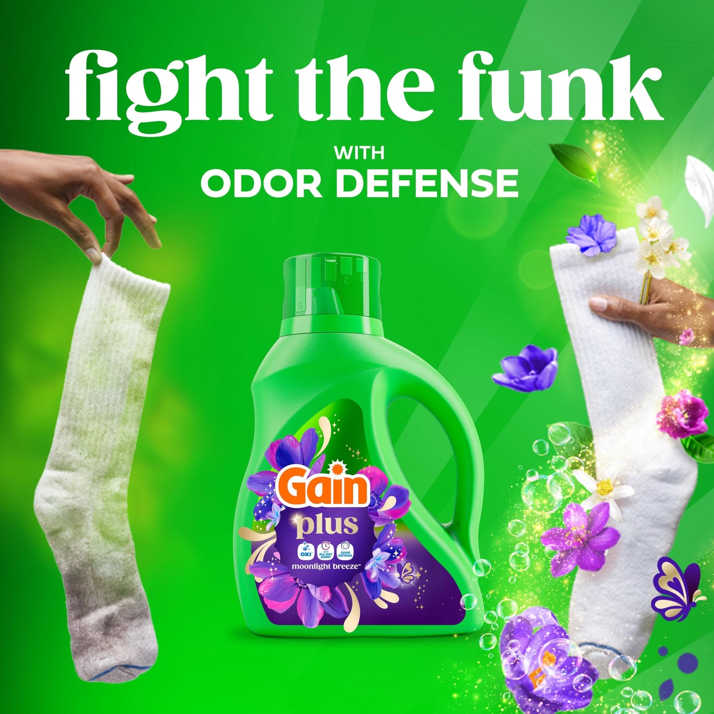 Gain Plus Liquid Laundry Detergent, Cleaner, Fresher, Now with Oxi, Moonlight Breeze Scent, 99 fl oz, 75 Loads