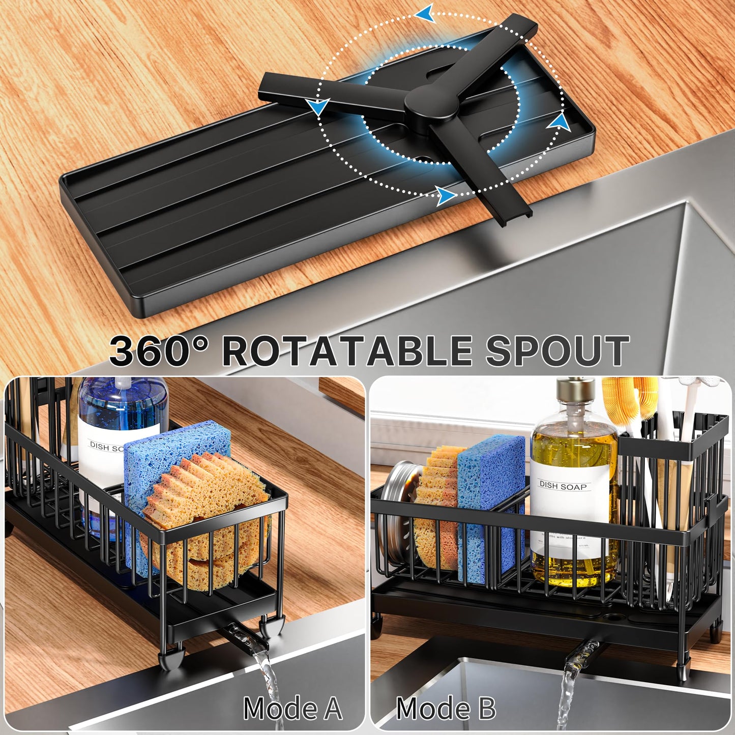 Cisily Stainless Steel Sink Caddy Organizer