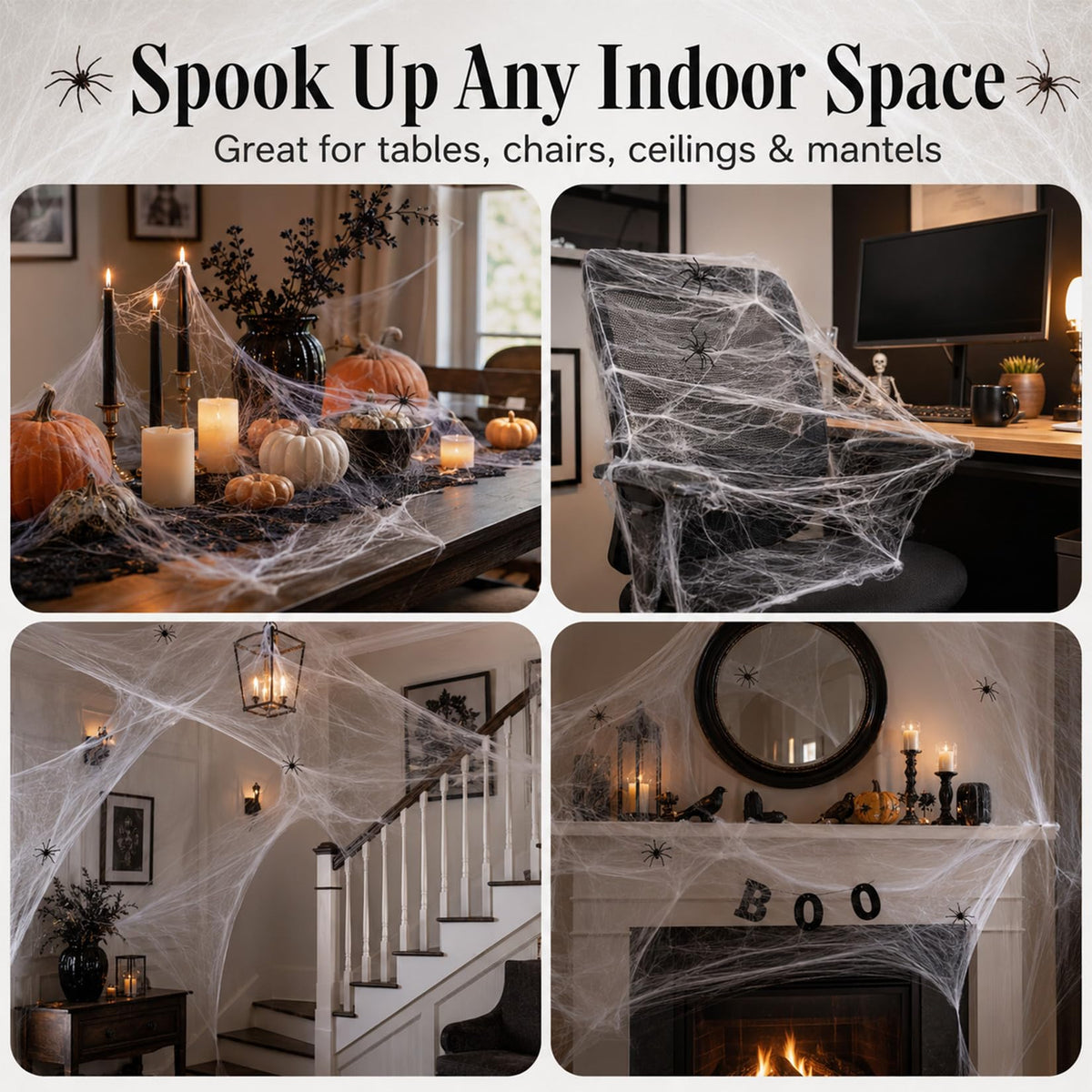 MAQIHAN 1100 Sqft Halloween Spider Webs - Outdoor Cobwebs with 40 Spiders