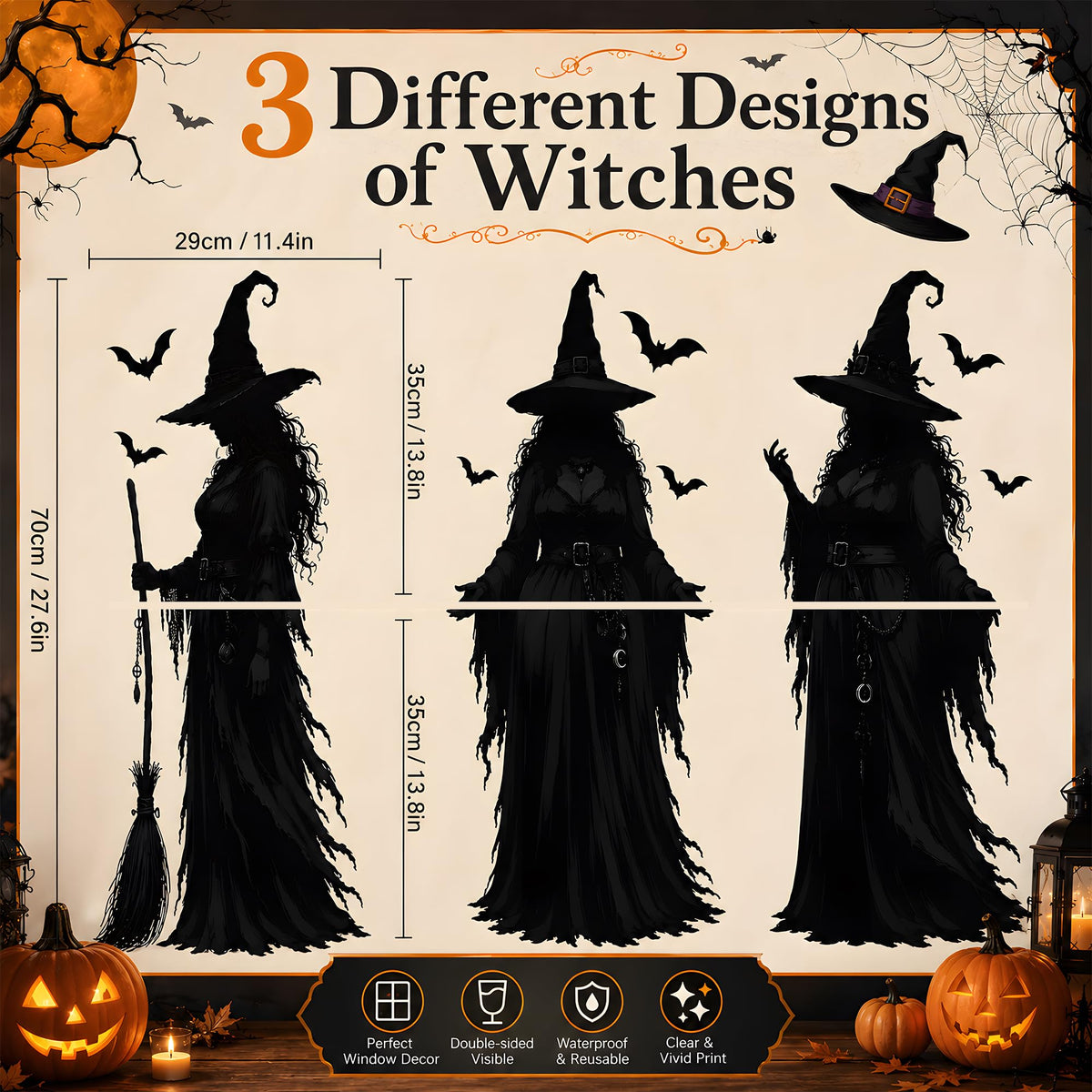 Halloween Decorations - Witch Window Clings for Halloween Party Decor