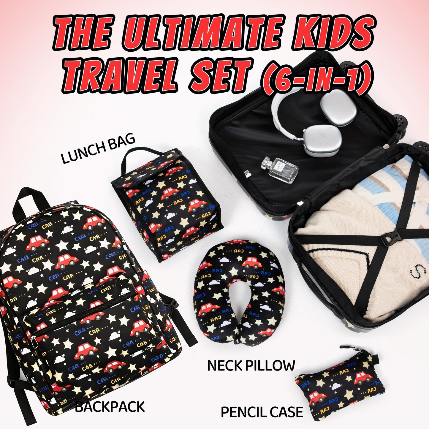 16’’ Kid’s Luggage Set with Spinner Wheels, Hardside with Suitcases,6 Piece