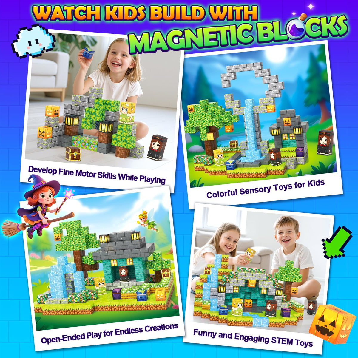 Magnetic Blocks - 100PCS 0.8" Building Cubes Mine Magnet World Craft Set