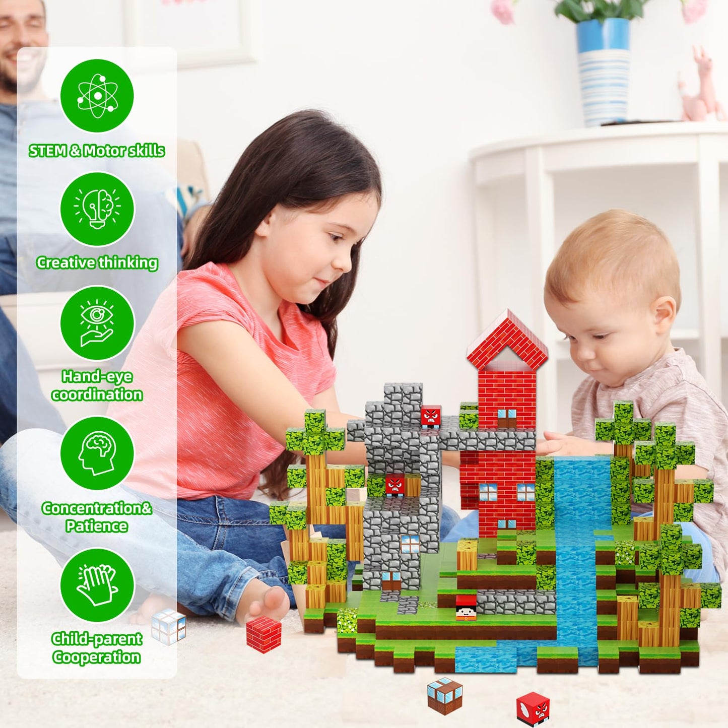 DUSH PACE Magnetic Building Blocks STEM Toys for Kids Ages 3-12 – 120 PCS Educational Construction Set with Storage Bag, Safe & Durable Learning Toys for Toddlers Children Boys Girls