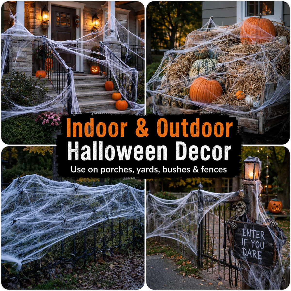 MAQIHAN 1100 Sqft Halloween Spider Webs - Outdoor Cobwebs with 40 Spiders
