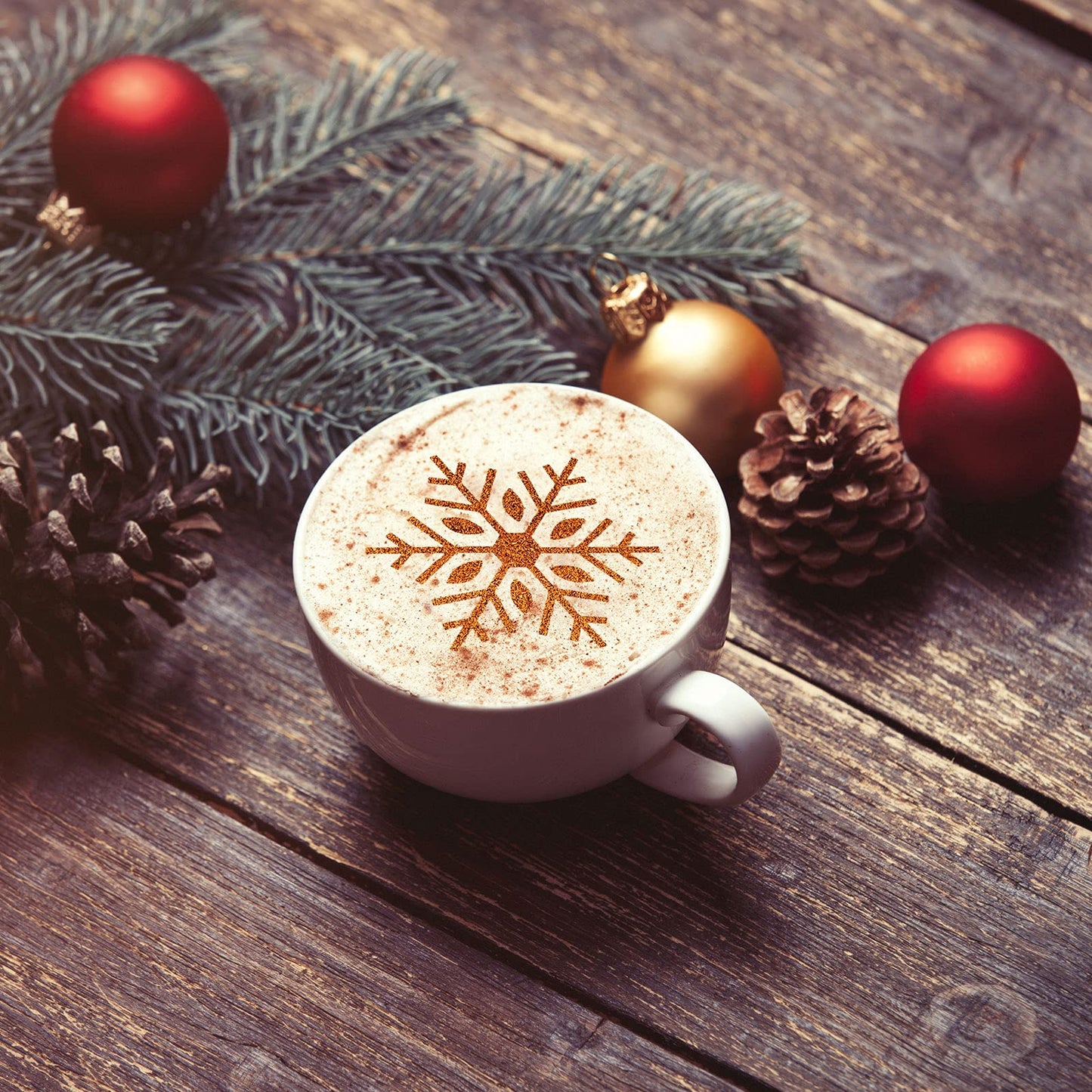 Vesici 30 Pieces Christmas Cookie Stencils Templates Decorations Christmas Coffee Baking Painting Mold Tools Plastic Cookie Coffee Decorating Stencils Reusable Xmas Baking Tools for DIY