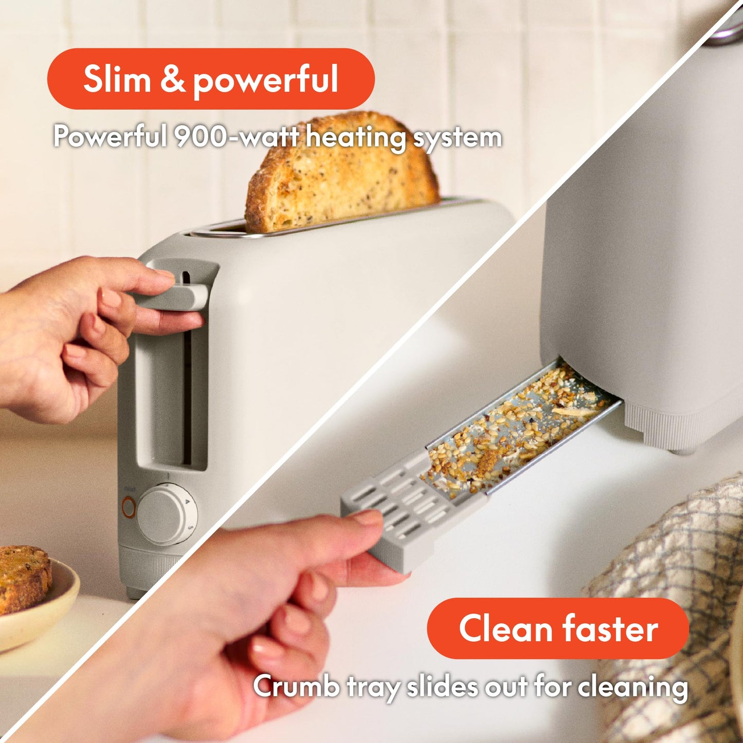 Bella Fits-Anywhere Slim Toaster, Oatmilk
