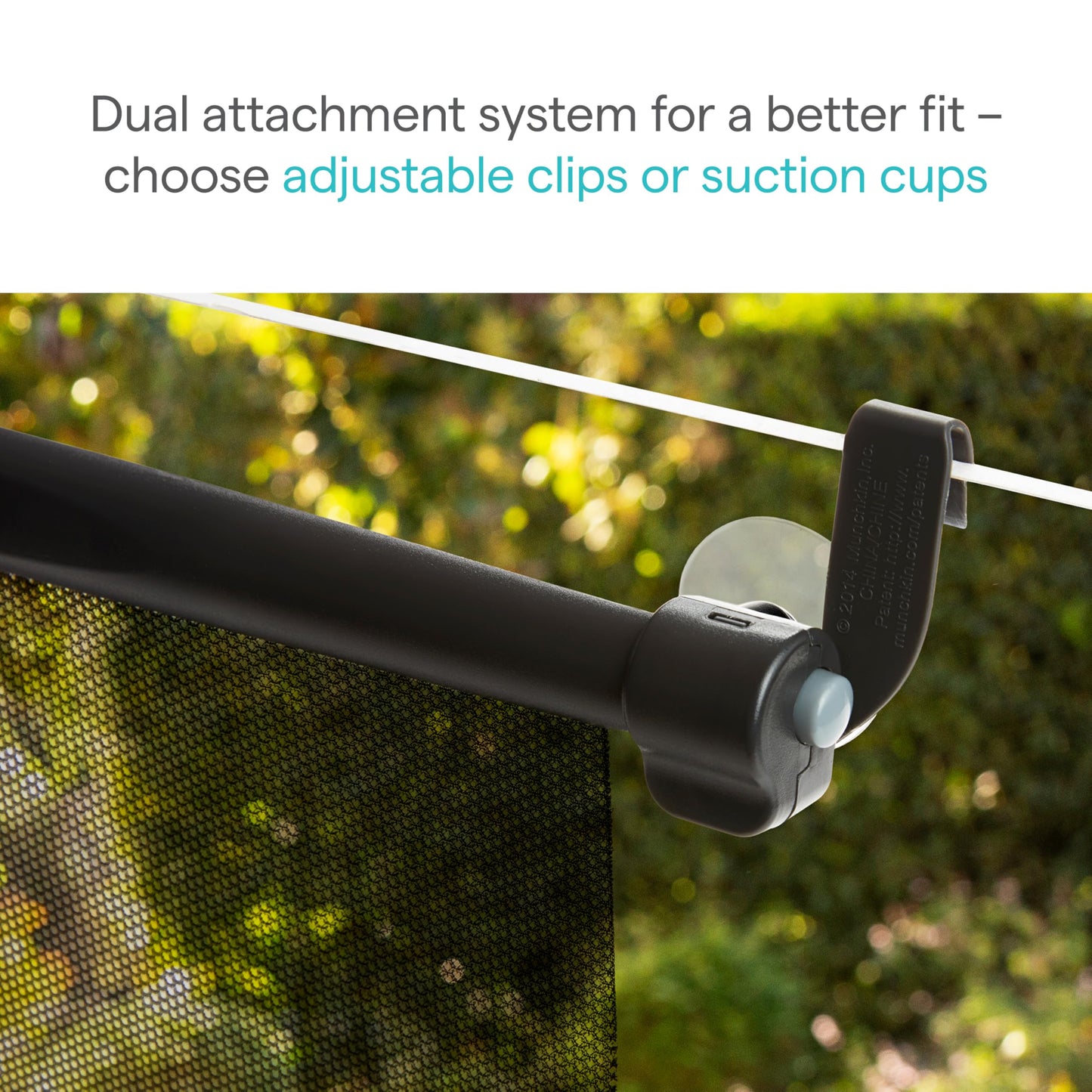 Munchkin Brica Sun Safety Car Window Shade with Heat Alert, Helps Block UVA/UVB Rays, 2 Pack, Black