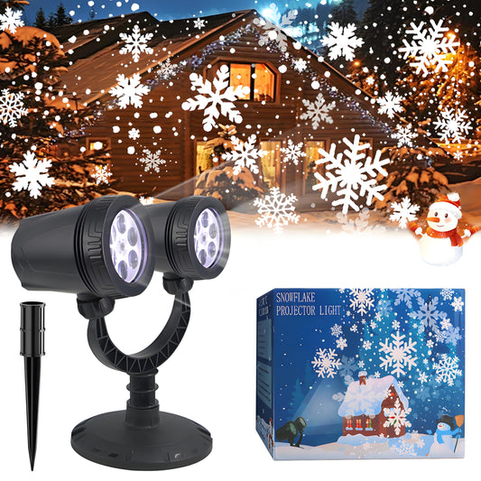 LILNIAGY Outdoor Christmas Decorations Christmas Double Head Snowflake Projector Lights,Christmas Projector Lights IP65 Waterproof Adjustable Christmas Decorations Indoor for Patio Wall Window