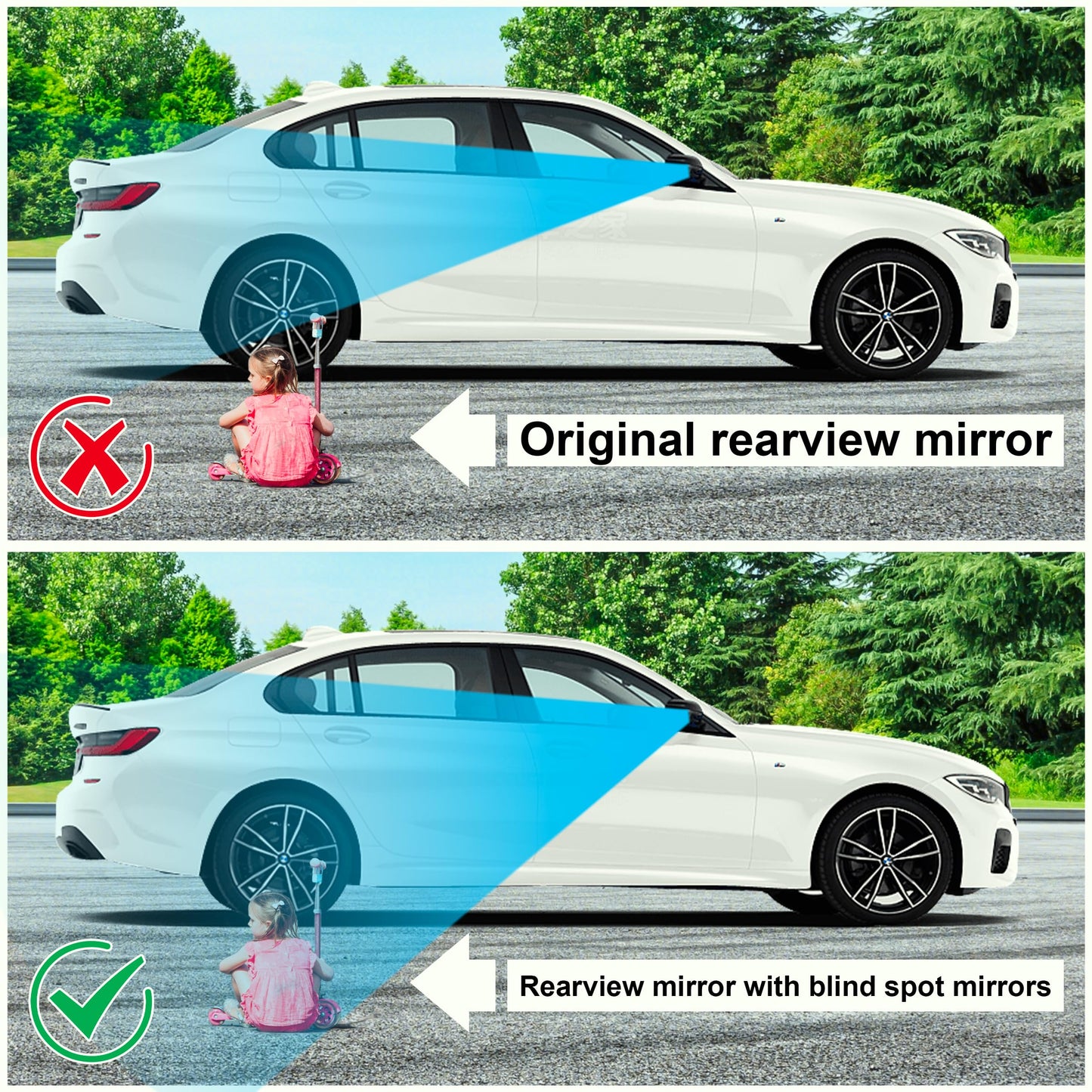 8 Pcs Blind Spot Mirrors for Car, 1.97’’ Round HD Convex Mirror, 360° Wide Angle Side View Mirror with ABS Housing for a wide range of models (black, silver)