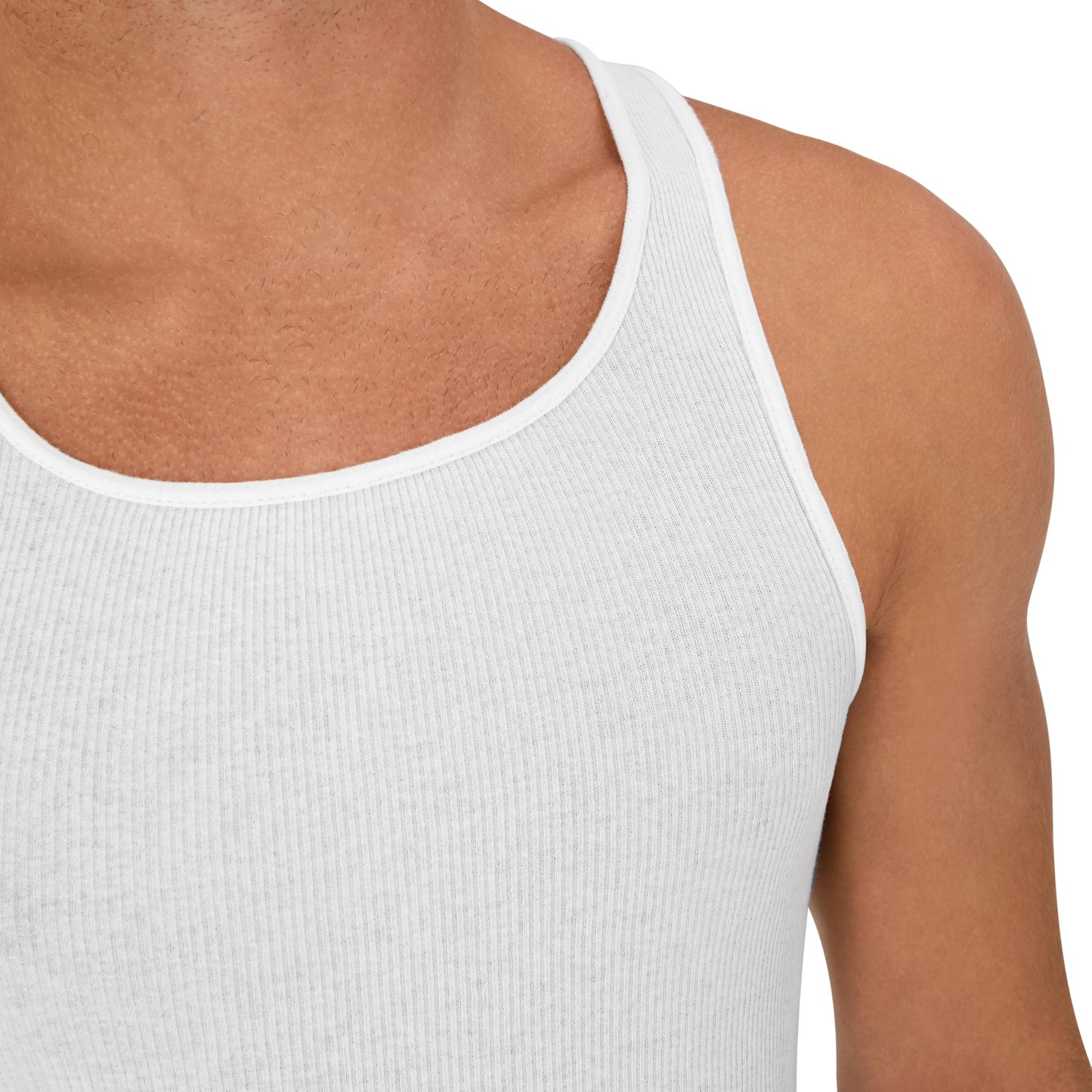 Hanes Men Tank Top Undershirt Pack, Cool & Breathable Cotton, Moisture-Wicking Ribbed Tanks for Men, White - L